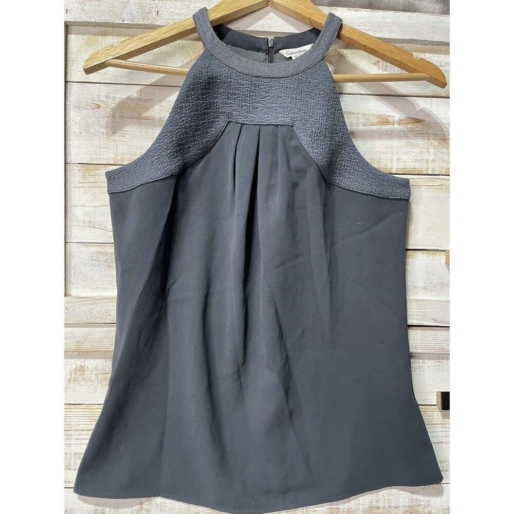 Calvin Klein Gray 1/4 Zip Halter Neck Tank top / Shirt / Blouse Women's Size XS